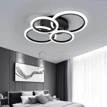 Lustra LED 2+2 CIRCLE BLACK Echivalent 400W Telecomanda