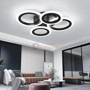 Lustra Led 2 + 2 Circle Black Echivalent 400W Telecomanda Lighting Fixtures
