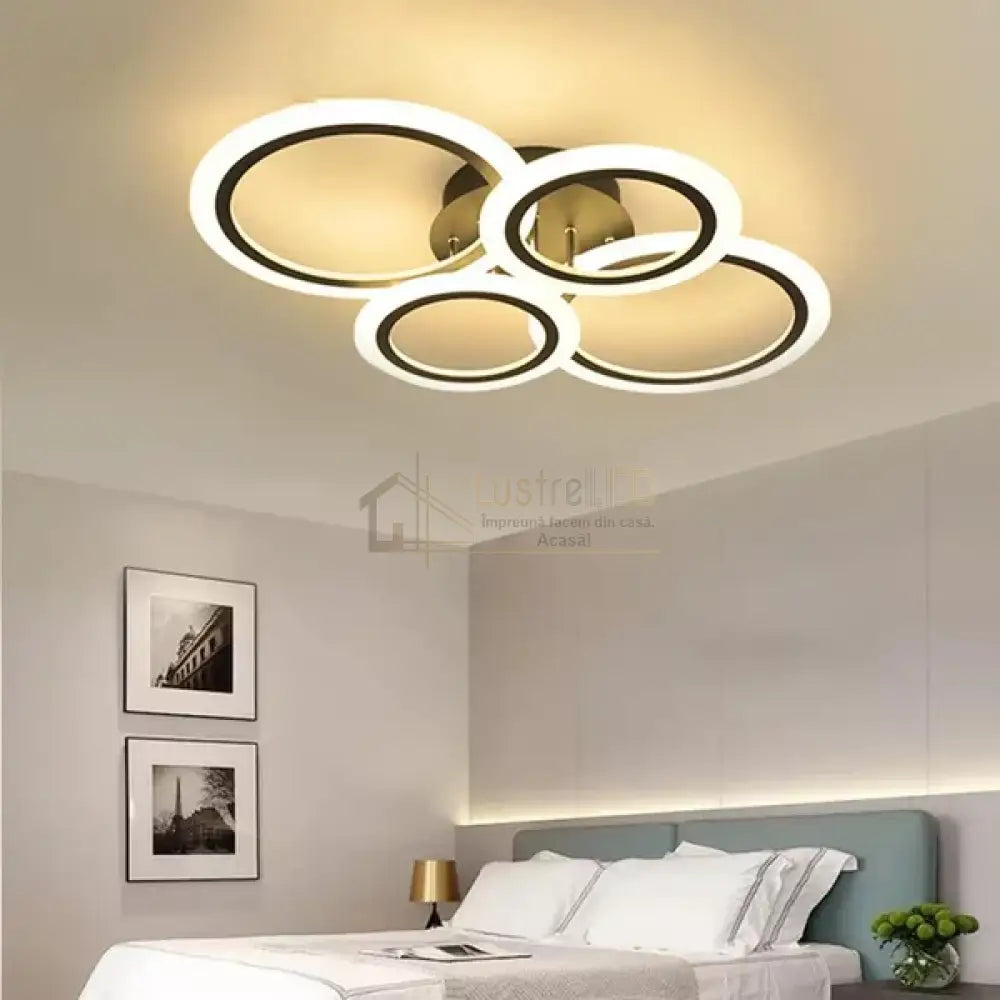 Lustra Led 2 + 2 Circle Brown Echivalent 400W Telecomanda Lighting Fixtures