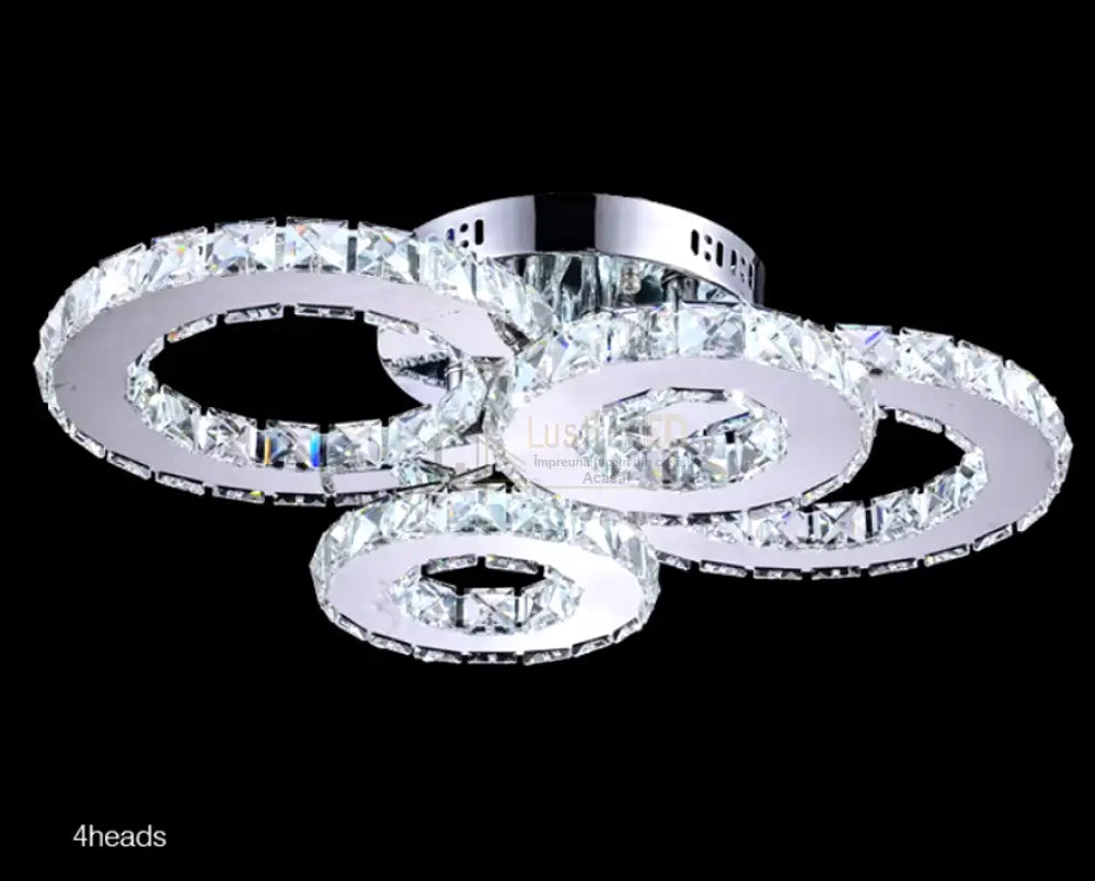 Lustra Led 2 + 2 Circle Chrome Cristal Telecomanda Echivalent 400W Chandeliers Crystal