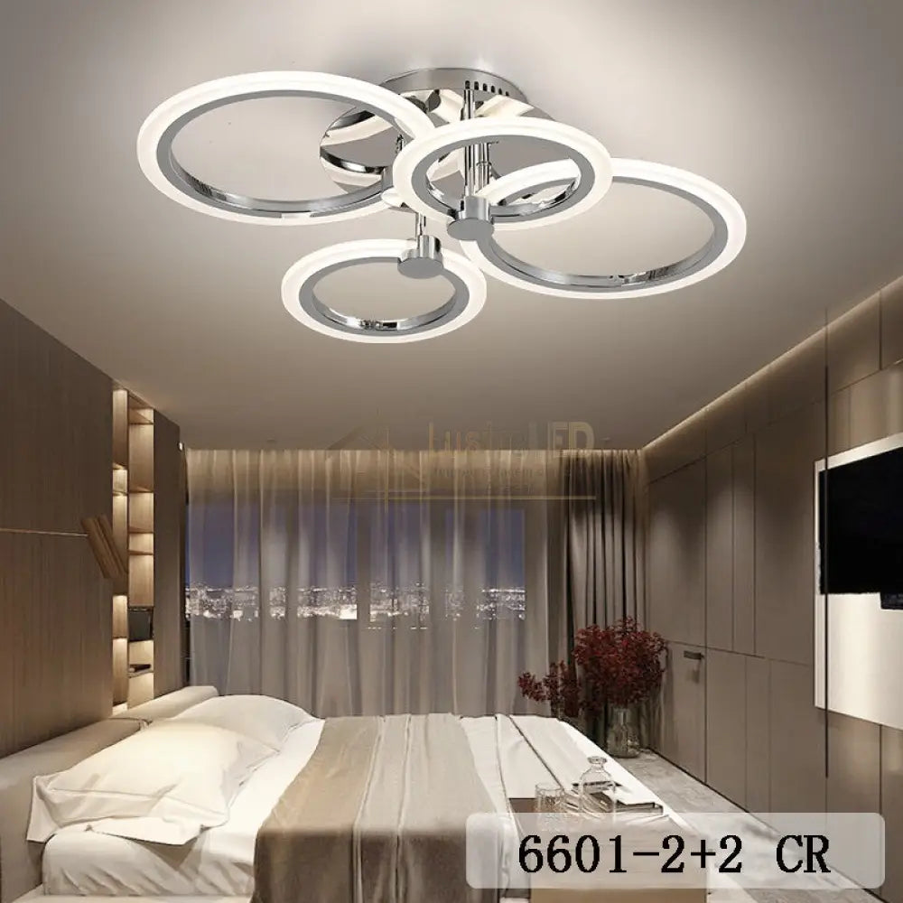 Lustra Led 2 + 2 Circle Chrome Echivalent 400W Telecomanda Lighting Fixtures