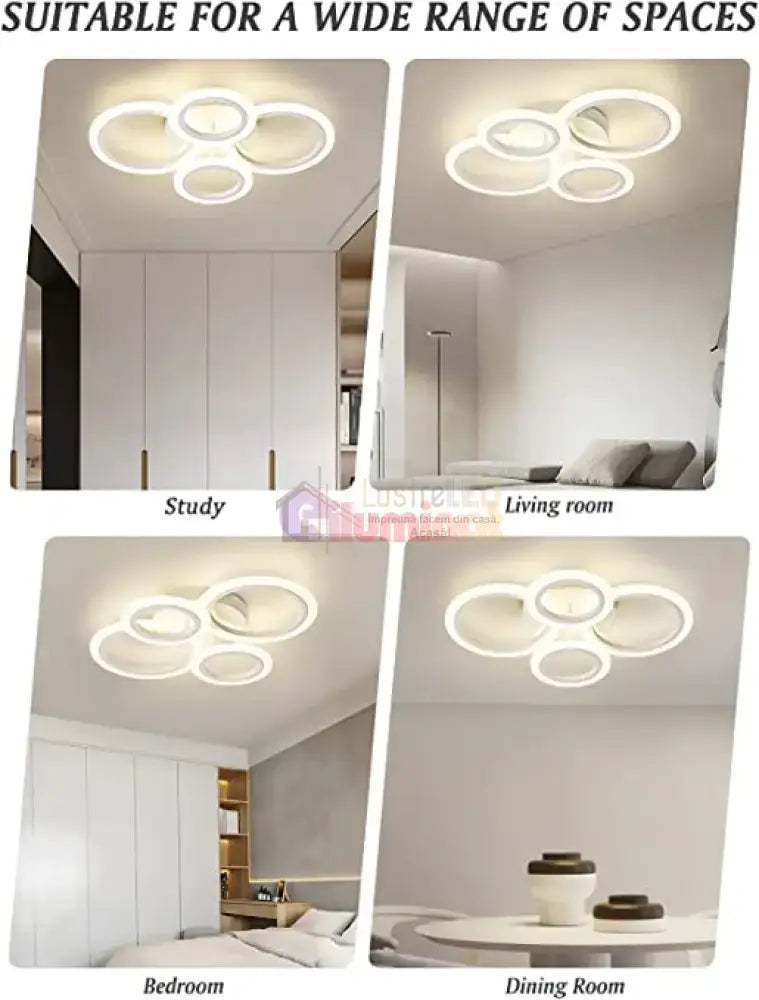 Lustra Led 2 + 2 Circle Design Alb Echivalent 400W Telecomanda Lighting Fixtures