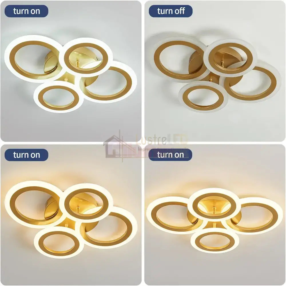 Lustra Led 2 + 2 Circle Gold Luxury Telecomanda Echivalent 400W Lighting Fixtures
