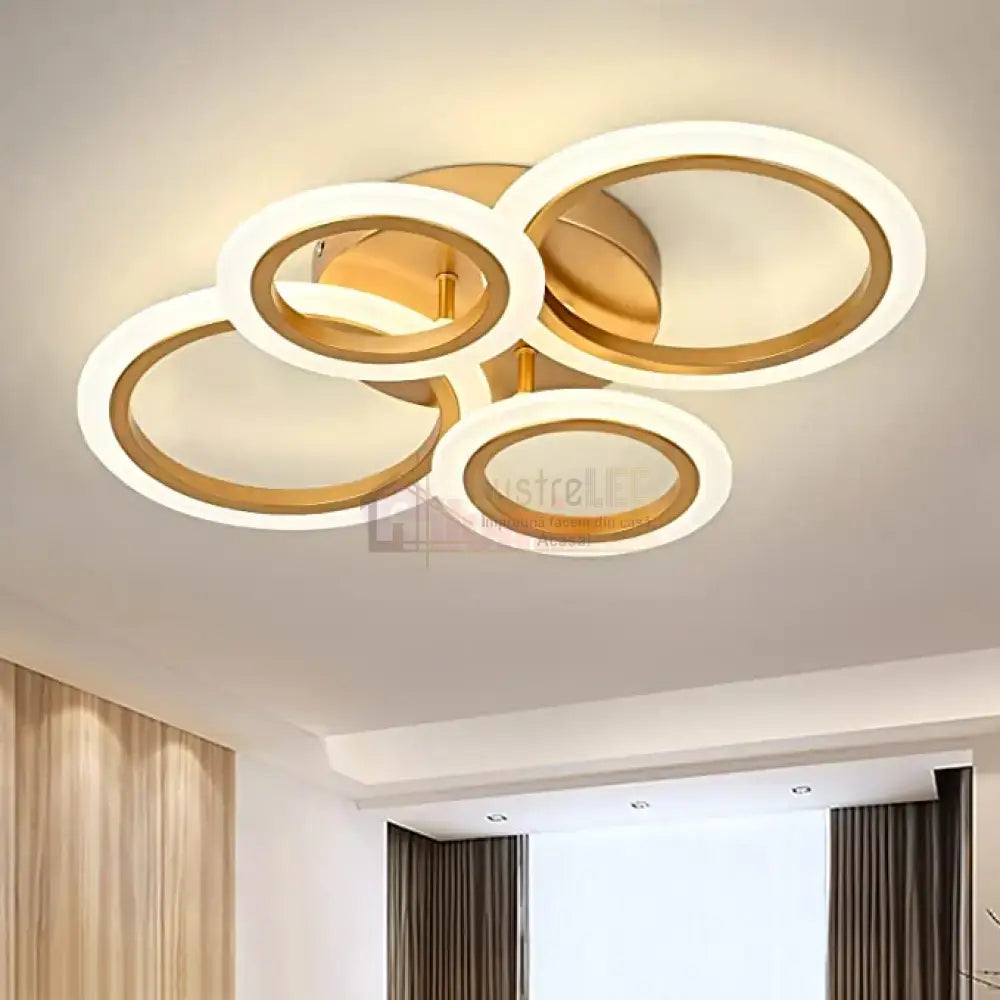 Lustra Led 2 + 2 Circle Gold Luxury Telecomanda Echivalent 400W Lighting Fixtures