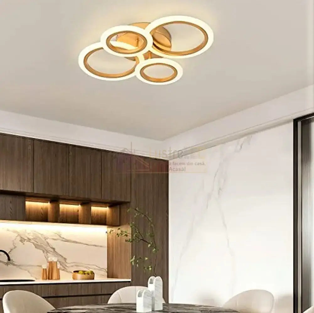 Lustra Led 2 + 2 Circle Gold Luxury Telecomanda Echivalent 400W Lighting Fixtures