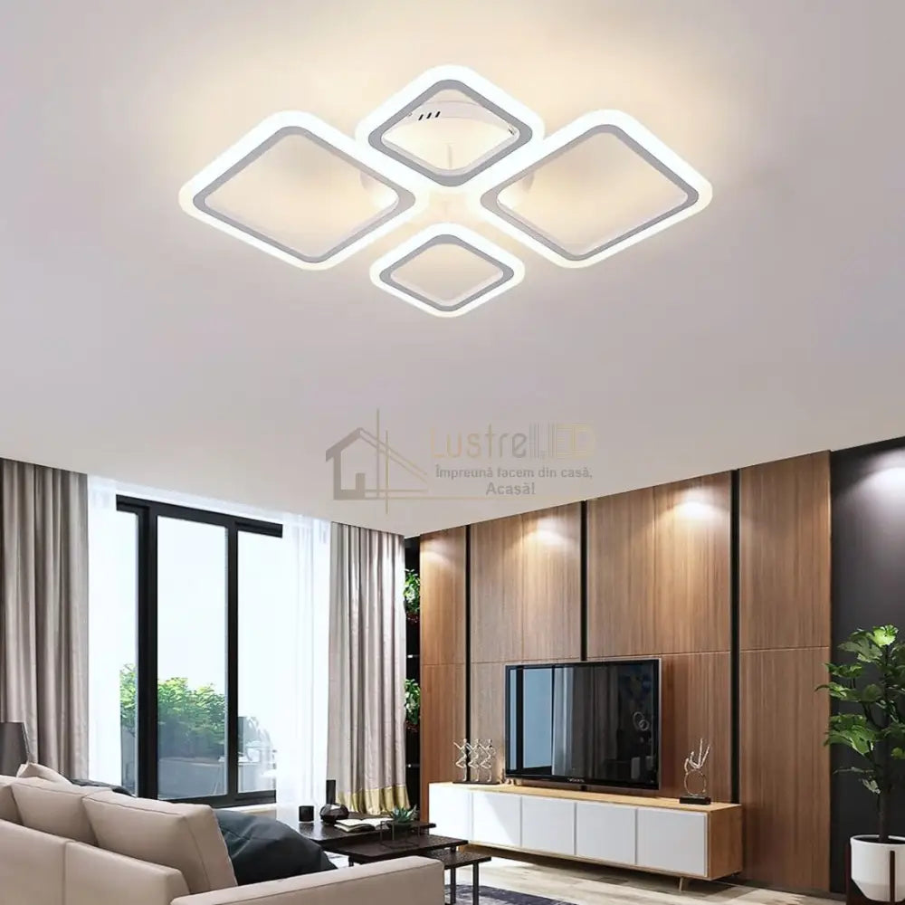 Lustra Led 2 + 2 Diamond Echivalent 350W Telecomanda Lighting Fixtures