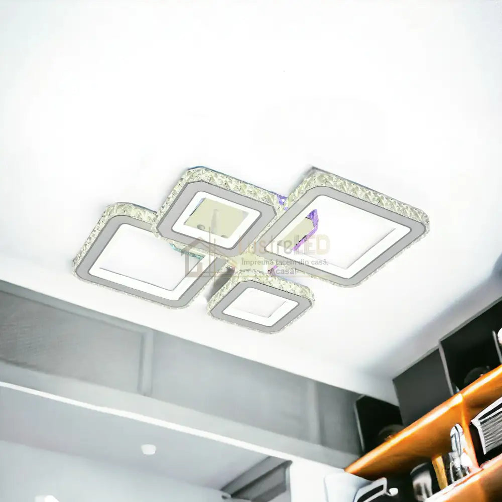 Lustra Led 2 + 2 Diamond Rgb Alb Cristal Echivalent 400W Lighting Fixtures