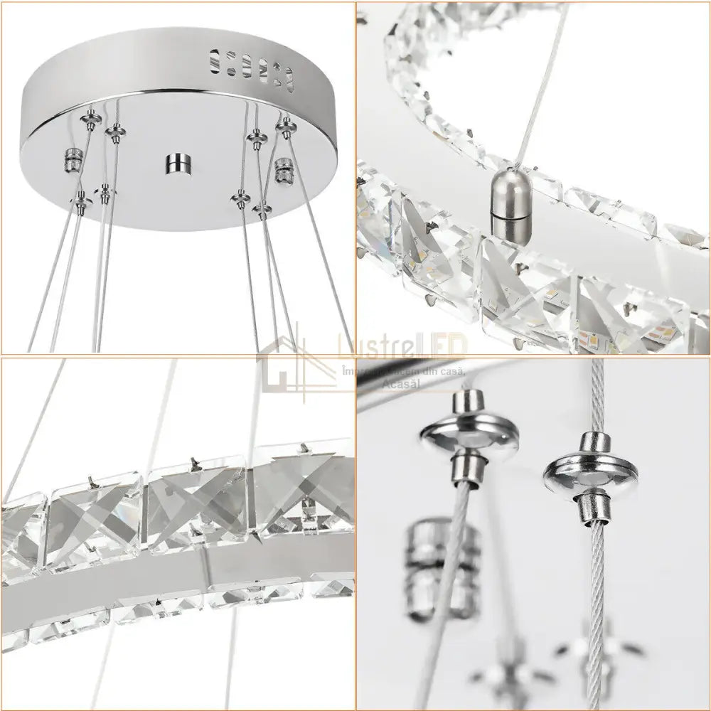 Lustra Led 96W Cristal Slim 2 Segmente Telecomanda Ceiling Light Fixtures