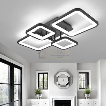 Lustra LED 2+2 SQUARE BLACK Telecomanda Echivalent 500W