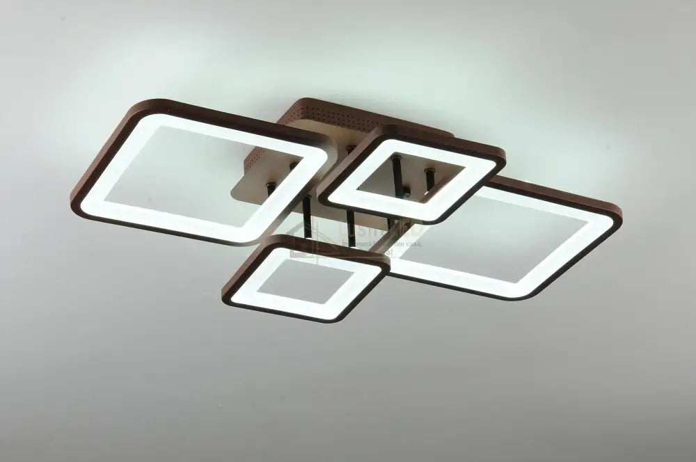 Lustra Led 128W 2 + 2 Square Brown Telecomanda Echivalent 500W Lighting Fixtures