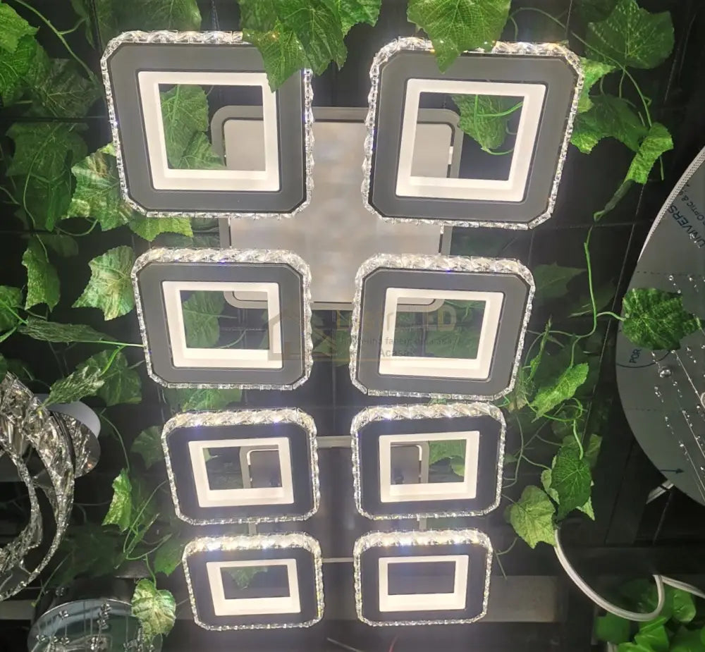 Lustra Led 2 + 2 Square Cristal Black Rgb Echivalent 500W Lighting Fixtures