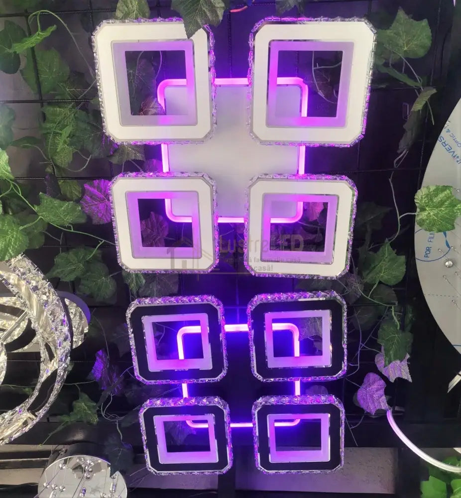 Lustra Led 2 + 2 Square Cristal Black Rgb Echivalent 500W Lighting Fixtures