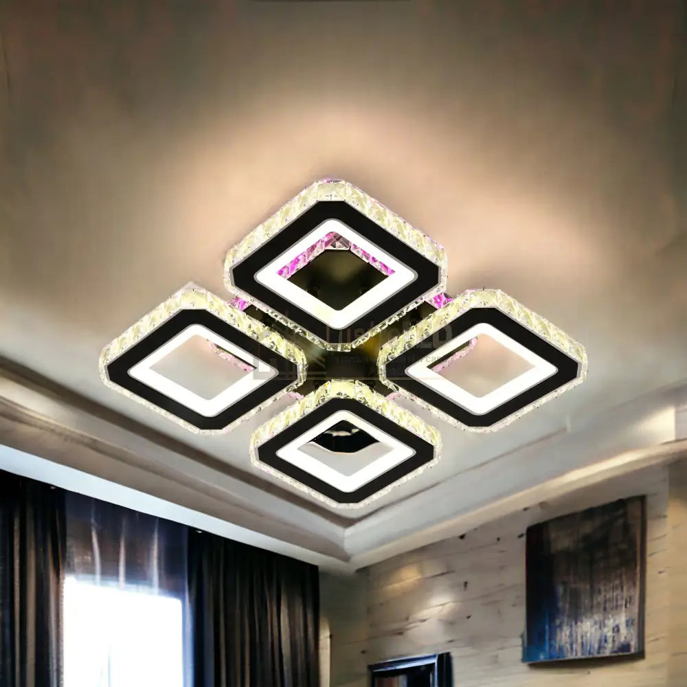 Lustra Led 2 + 2 Square Cristal Black Rgb Echivalent 500W Lighting Fixtures