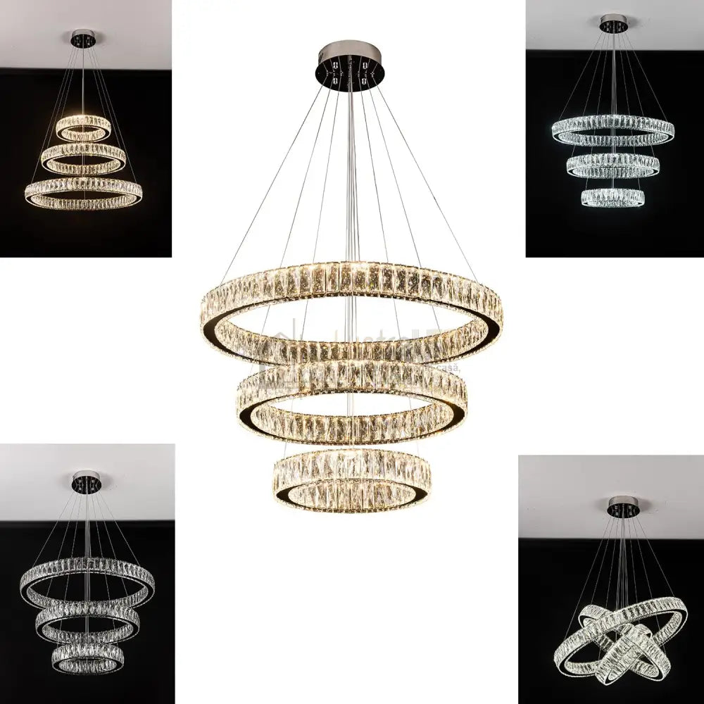 Lustra Led 200W Cristal 3 Segmente Xxl ⌀80/60/40Cm Chandeliers Crystal