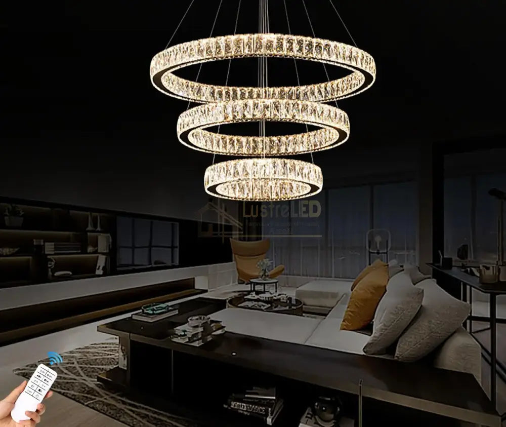 Lustra Led 200W Cristal 3 Segmente Xxl ⌀80/60/40Cm Chandeliers Crystal