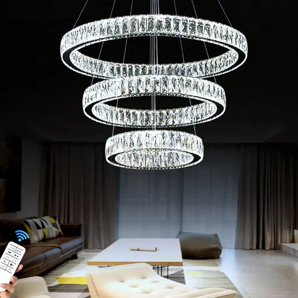 Lustra Led 200W Cristal 3 Segmente Xxl ⌀80/60/40Cm Chandeliers Crystal