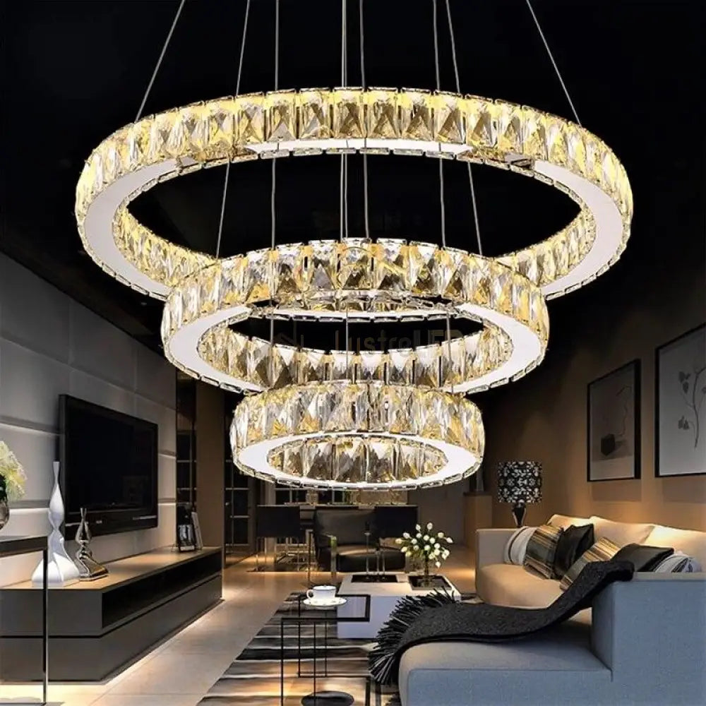 Lustra Led 200W Cristal 3 Segmente Xxl ⌀80/60/40Cm Chandeliers Crystal