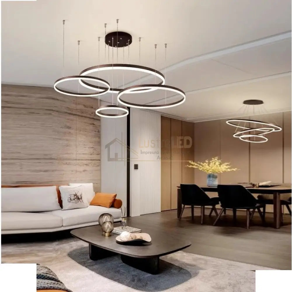 Lustra Led 204W Wonderland Brown 4 Segmente Mobile Telecomanda Chandeliers