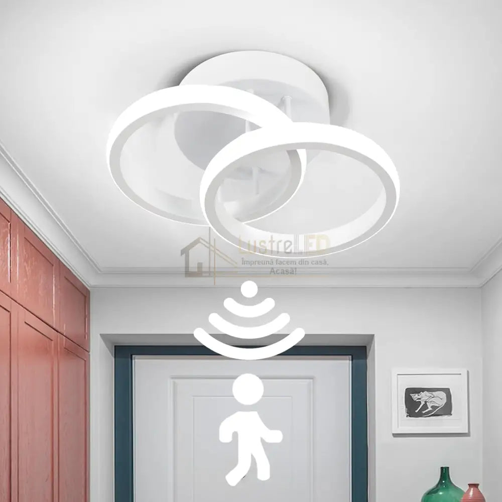 Lustra Led 22W Double Circle Cu Senzor Miscare Echivalent 150W