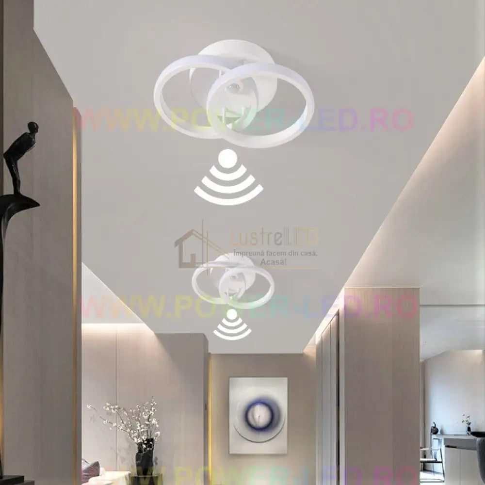 Lustra Led 22W Double Circle Cu Senzor Miscare Echivalent 150W