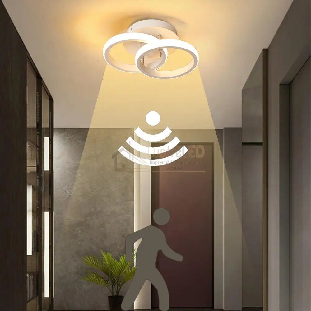 Lustra Led 22W Double Circle Cu Senzor Miscare Echivalent 150W