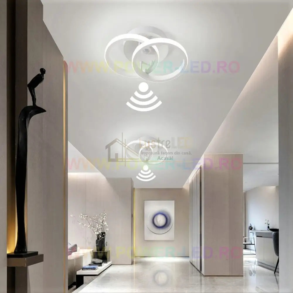 Lustra Led 22W Double Circle Cu Senzor Miscare Echivalent 150W