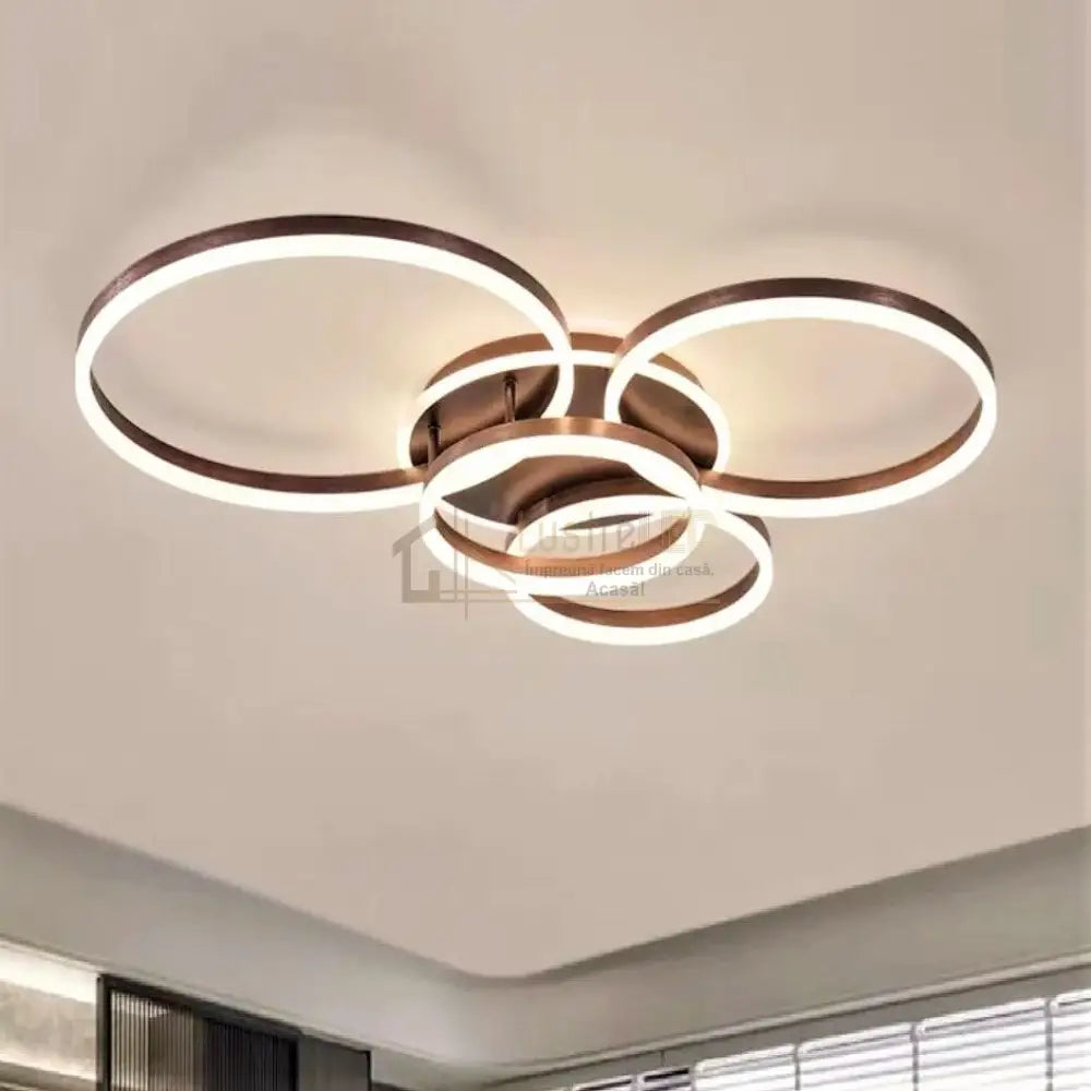 Lustra Led 264W Circle Brown Luxury Echivalent 1200W Telecomanda Lighting Fixtures