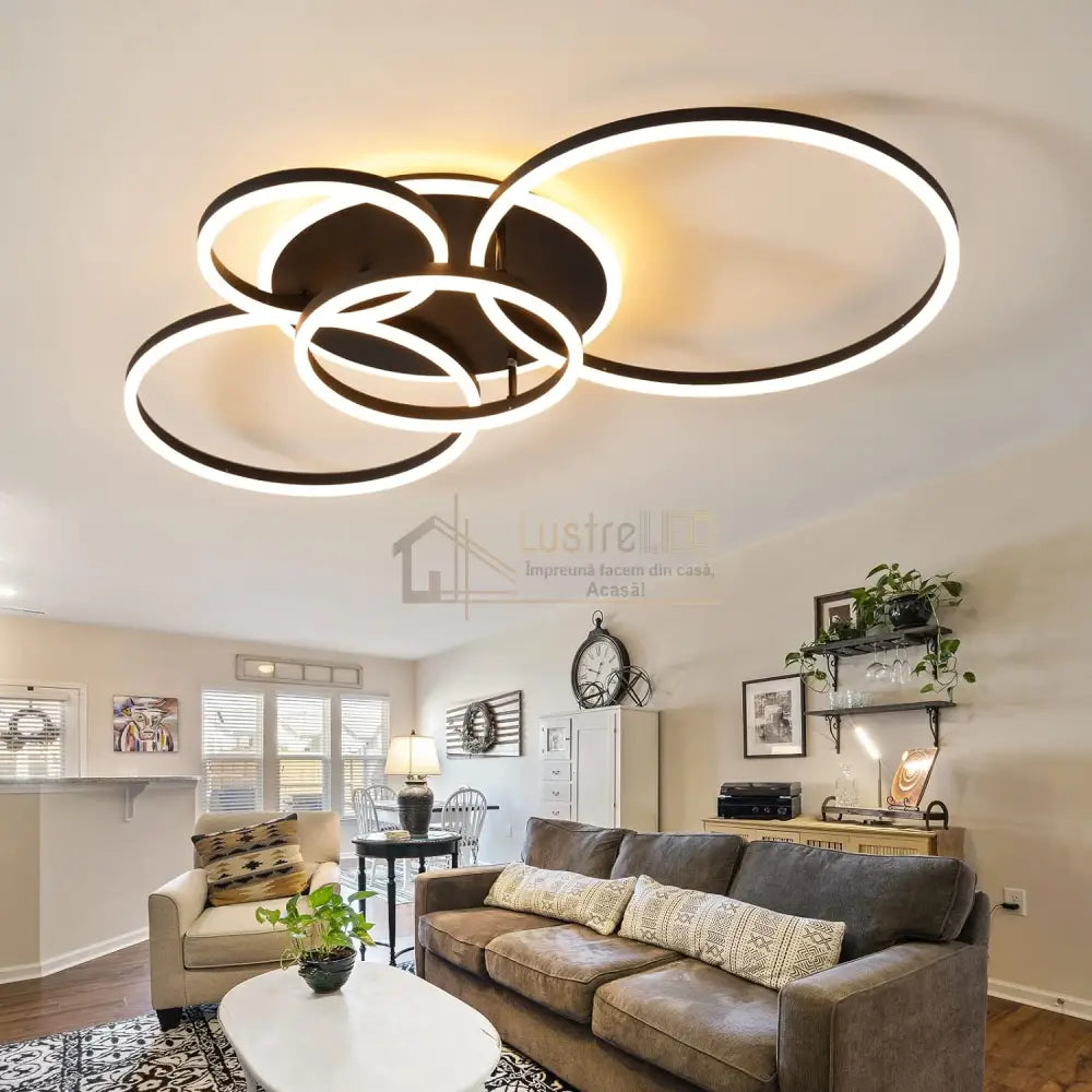 Lustra Led 264W Circle Brown Luxury Echivalent 1200W Telecomanda Lighting Fixtures