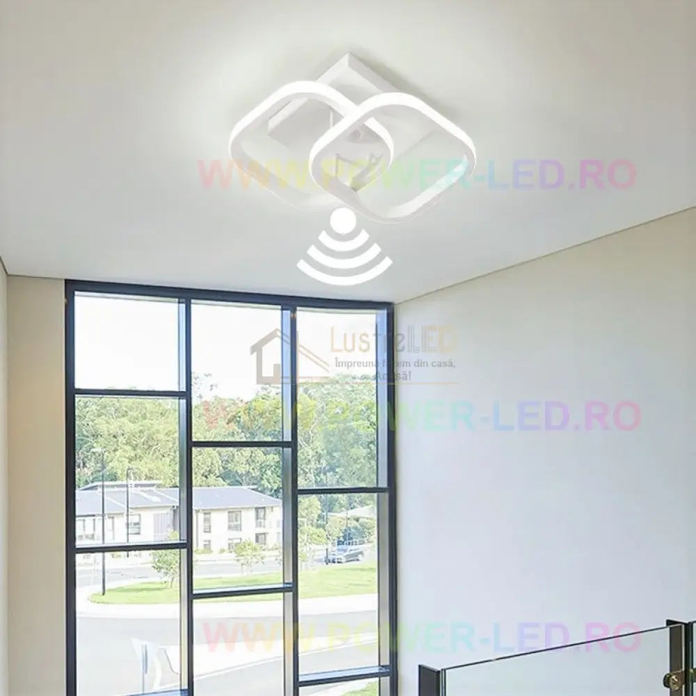 Lustra Led 26W Double Square Cu Senzor Miscare Echivalent 150W Lighting Fixtures