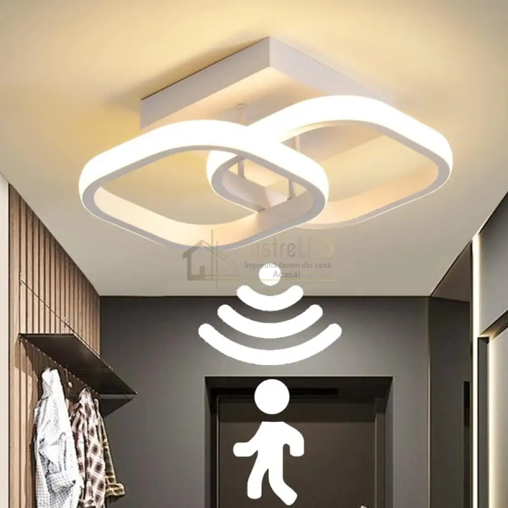 Lustra Led 26W Double Square Cu Senzor Miscare Echivalent 150W Lighting Fixtures