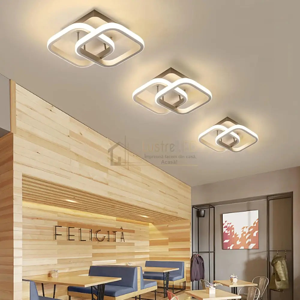 Lustra Led 26W Double Square Cu Senzor Miscare Echivalent 150W Lighting Fixtures