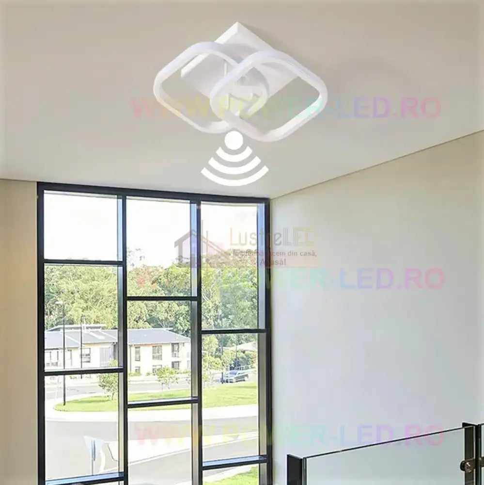 Lustra Led 26W Double Square Cu Senzor Miscare Echivalent 150W Lighting Fixtures