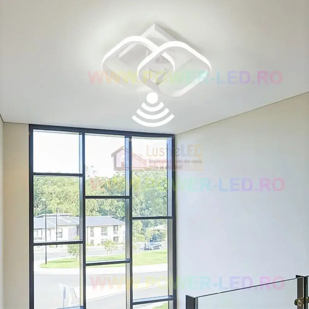 Lustra Led 26W Double Square Cu Senzor Miscare Echivalent 150W Lighting Fixtures