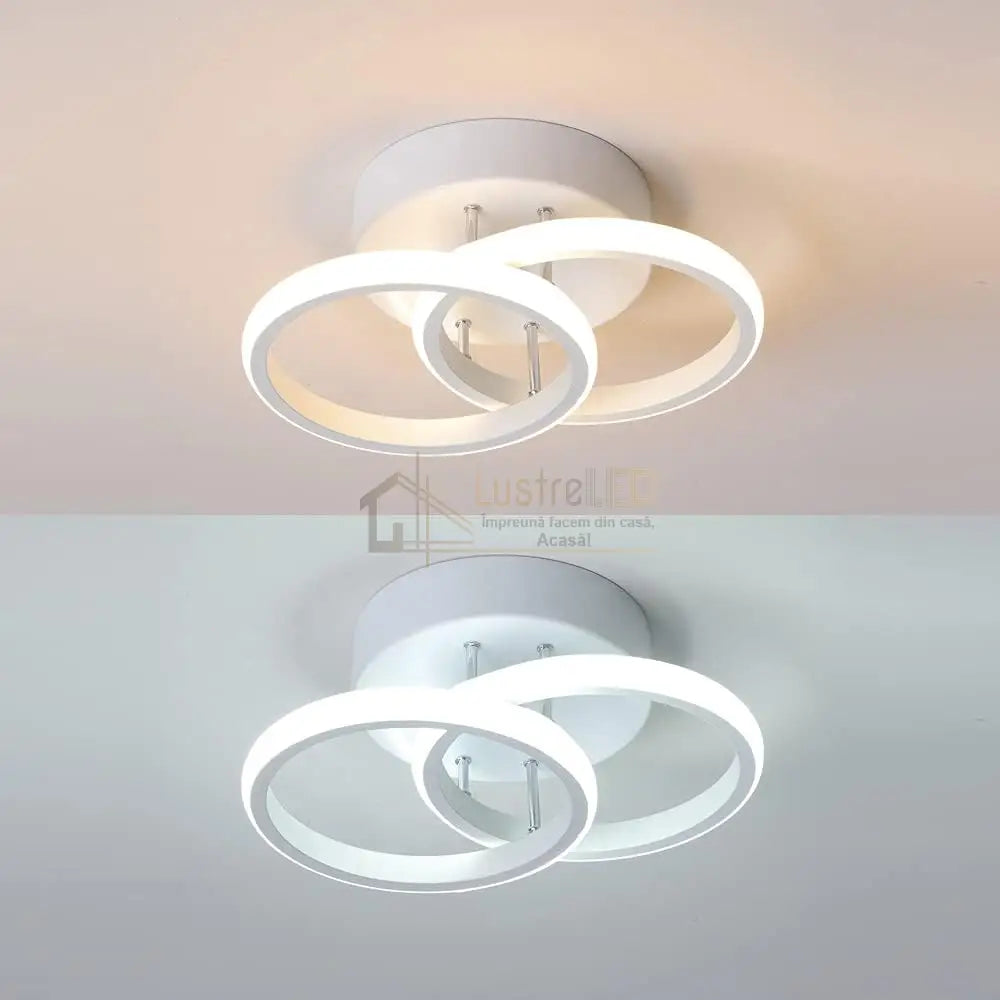 Lustra Led 28W Double Ring Alb Echivalent 150W Lighting Fixtures