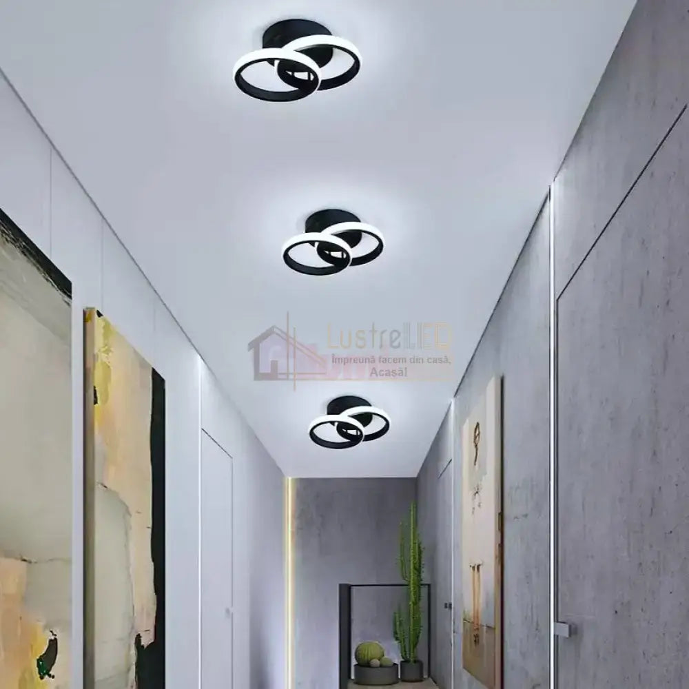 Lustra Led 28W Double Ring Negru Echivalent 150W Lighting Fixtures