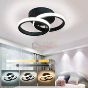 Lustra Led 28W Double Ring Negru Echivalent 150W Lighting Fixtures