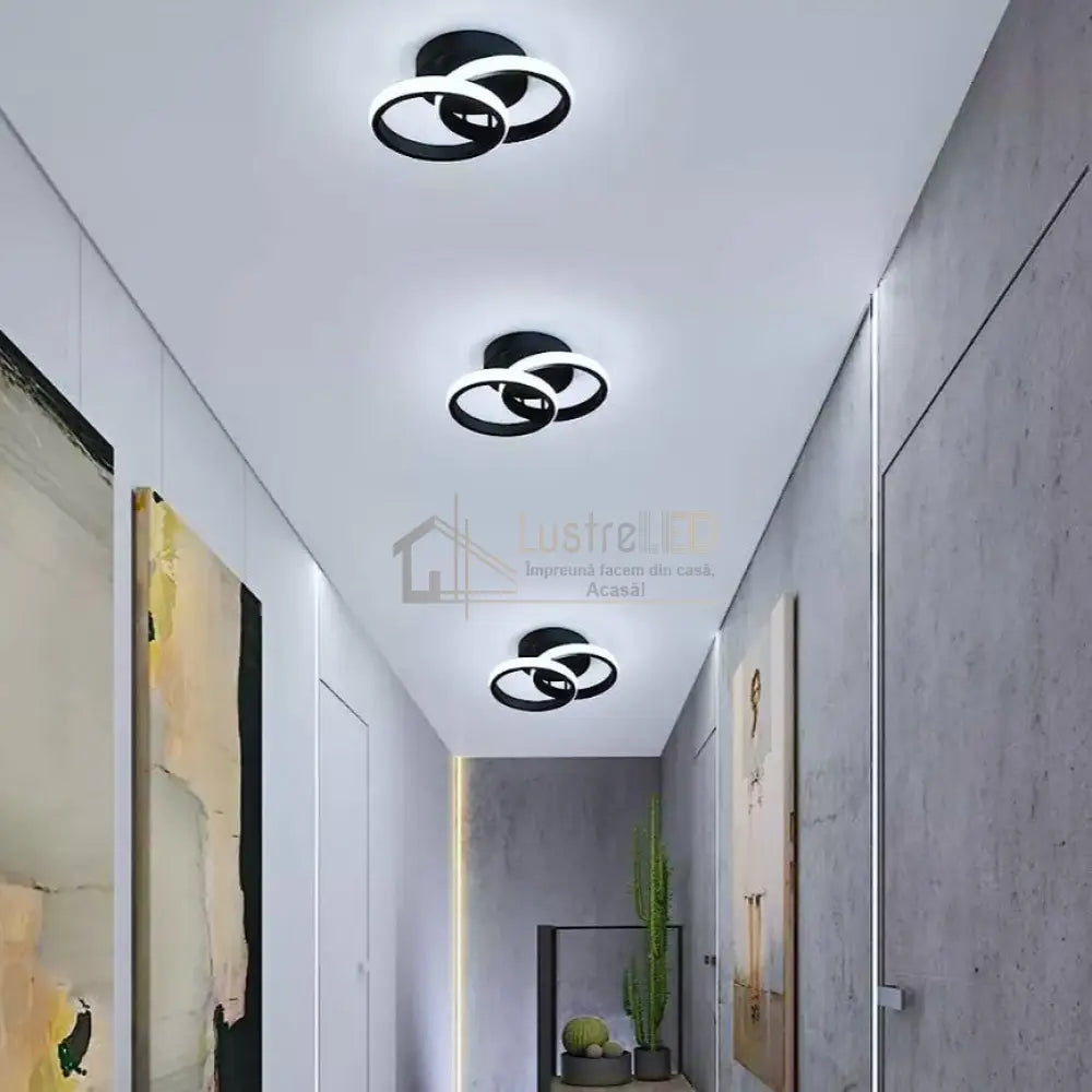 Lustra Led 28W Double Ring Negru Echivalent 150W Lighting Fixtures