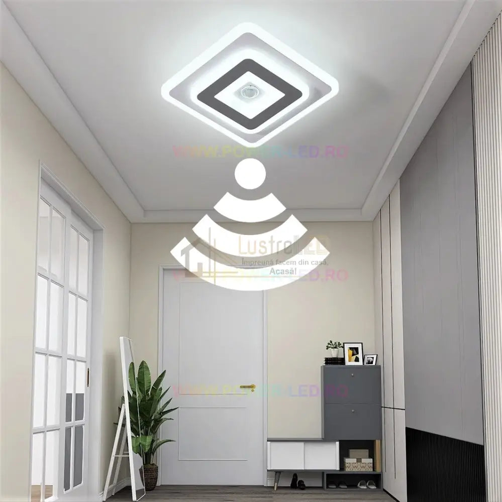 Lustra Led 28W Patrata Cu Senzor Miscare Echivalent 200W Ceiling Light Fixtures