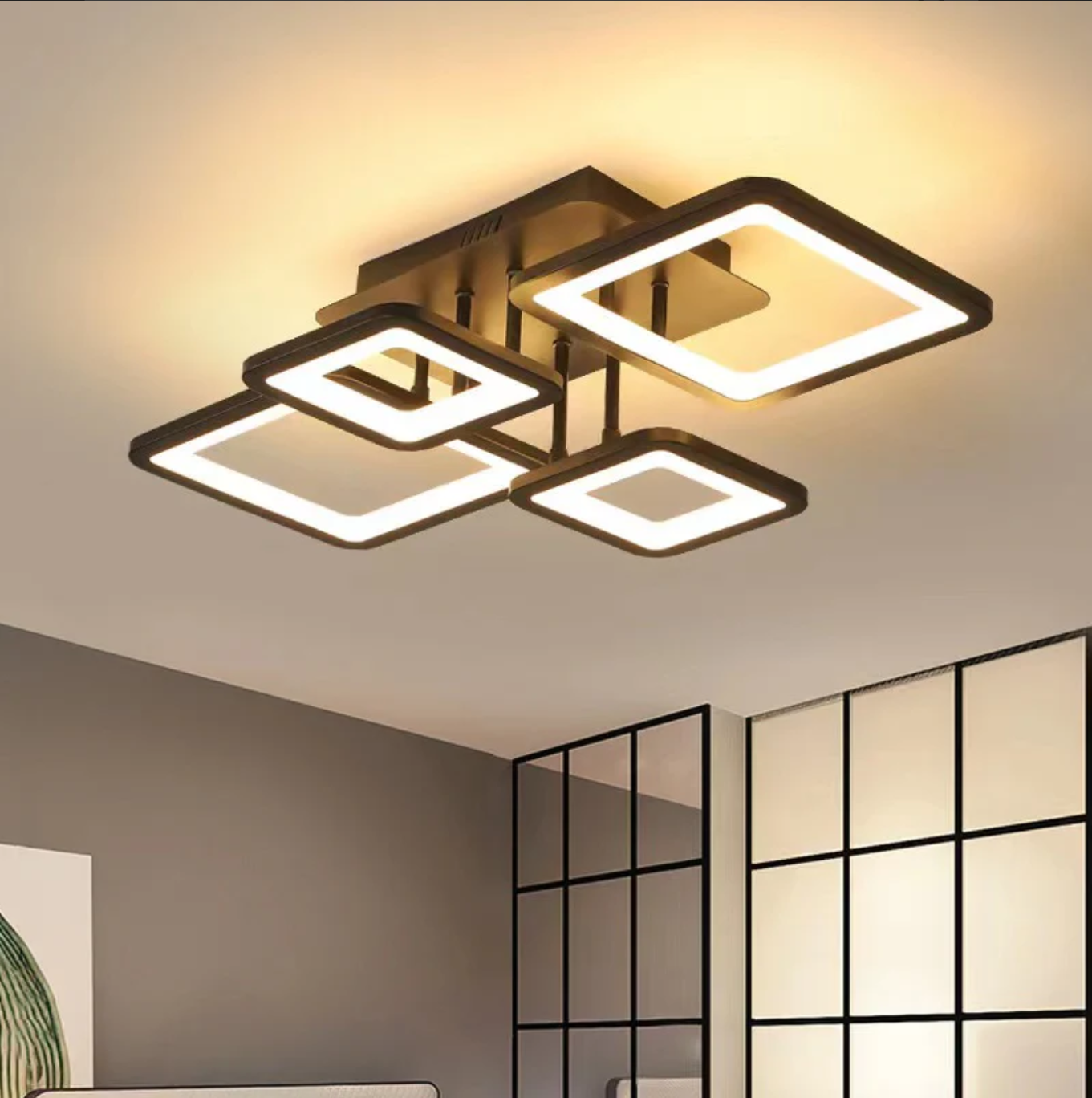 Lustra LED 2+2 SQUARE BROWN Telecomanda Echivalent 500W