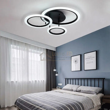 Lustra LED 3 BLACK CIRCLE Echivalent 300W Telecomanda