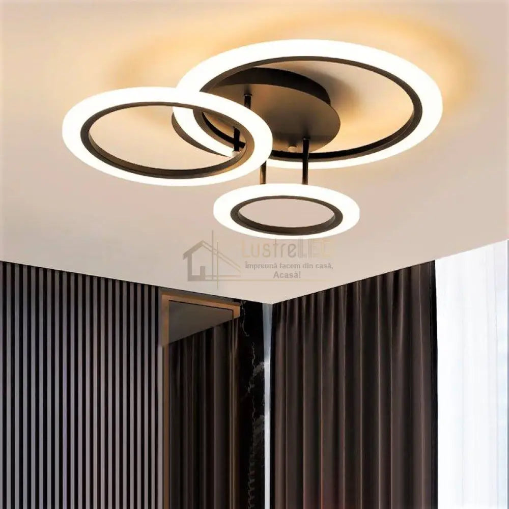 Lustra Led 3 Brown Circle Echivalent 300W Telecomanda Lighting Fixtures