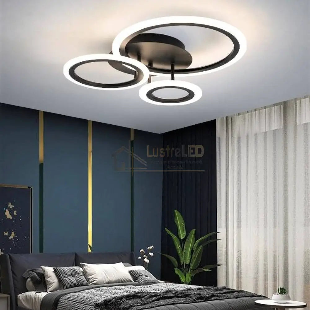 Lustra Led 3 Brown Circle Echivalent 300W Telecomanda Lighting Fixtures