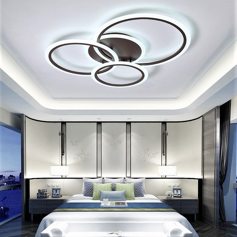 Lustra LED 3 BLACK RINGS Echivalent 500W Telecomanda