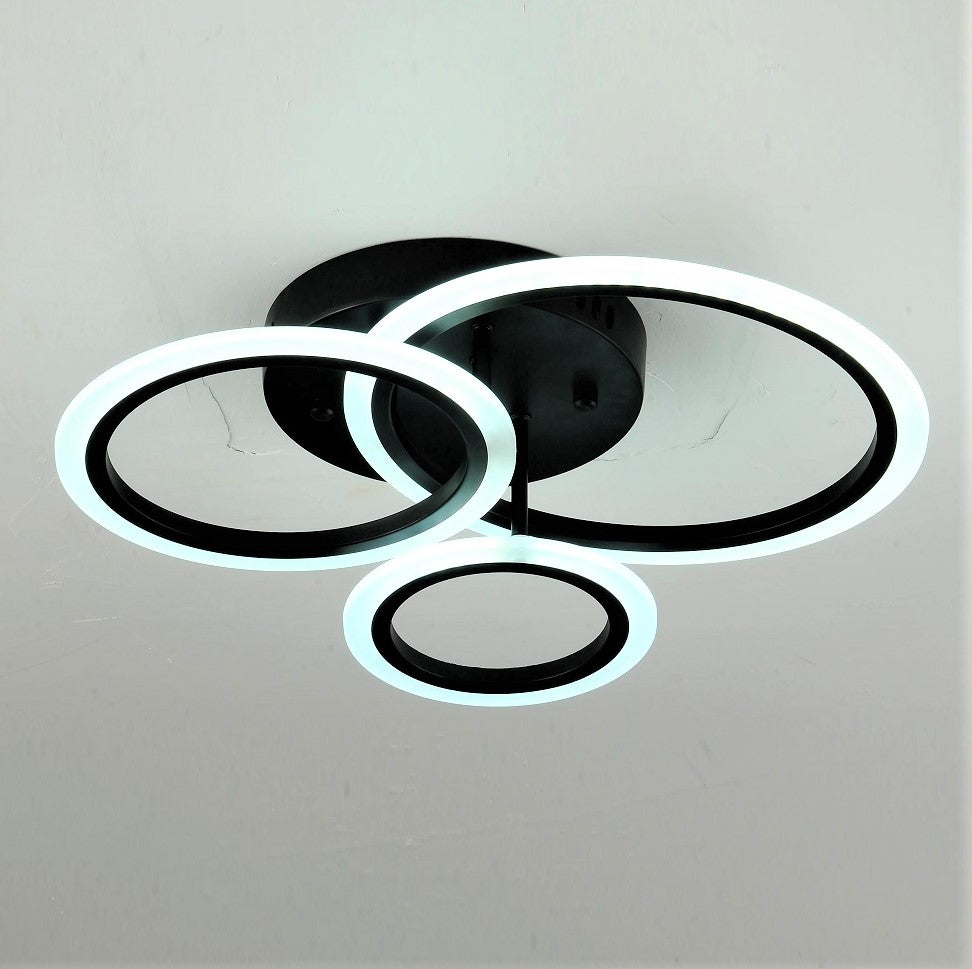 Lustra LED 3 BLACK CIRCLE Echivalent 300W Telecomanda