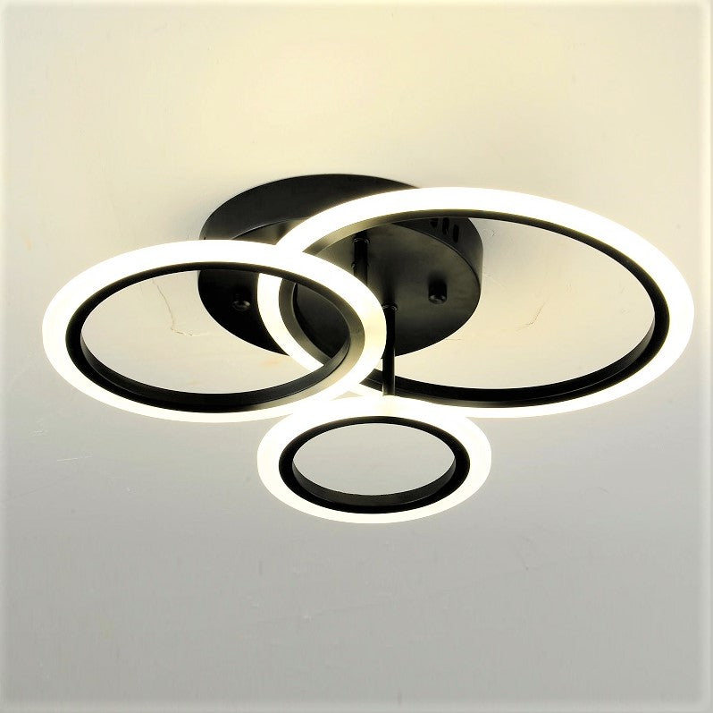 Lustra LED 3 BLACK CIRCLE Echivalent 300W Telecomanda