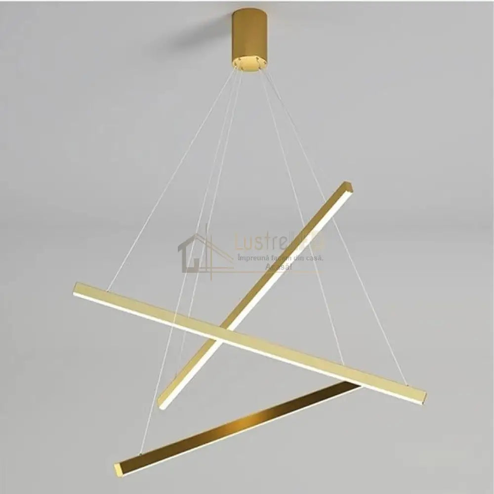 Lustra LED 3 Geometric GOLD LINES Suspendata Echivalent 400W AURIE / 60CM / SUSPENDATE Lighting Fixtures