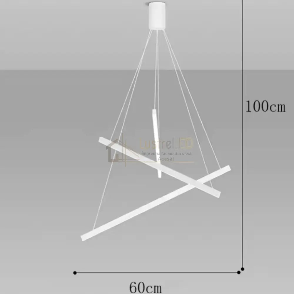 Lustra LED 3 Geometric WHITE LINES Suspendata Echivalent 400W lustreled.ro