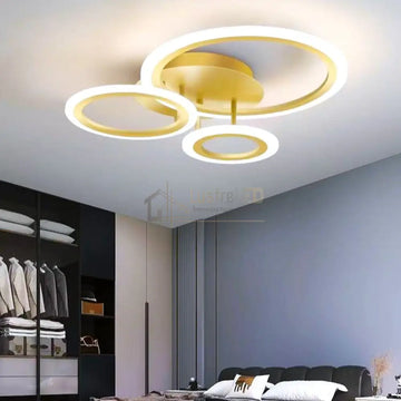 Lustra LED 3 GOLD CIRCLE Echivalent 300W Telecomanda