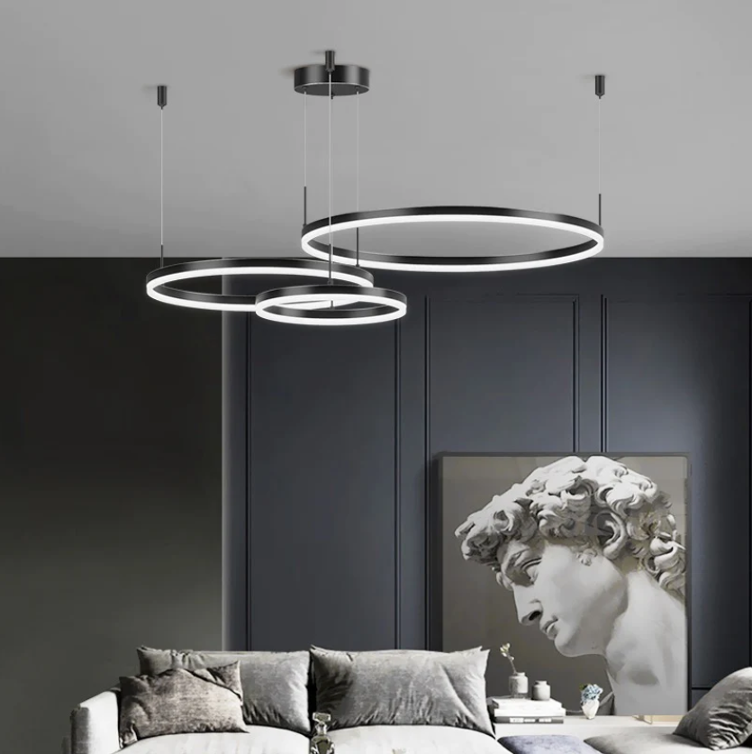 Lustra LED WONDERLAND Black 3 Segmente Mobile - 40+60+80cm Echivalent 800W