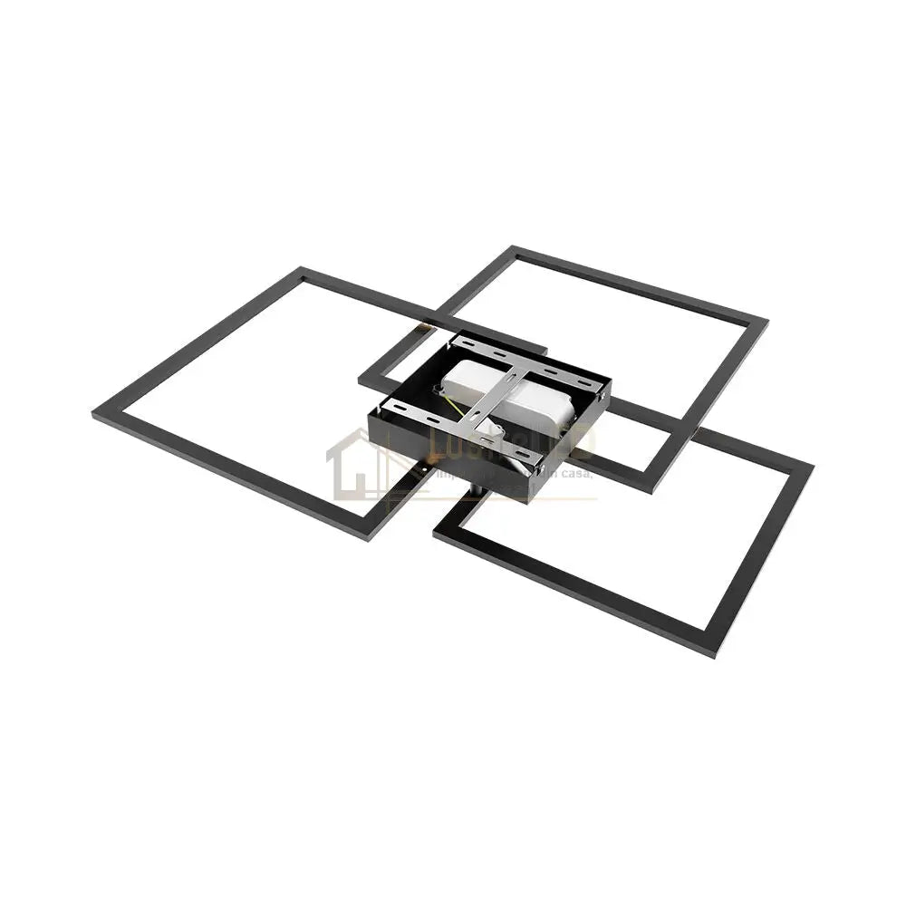 Lustra LED 3 Squares Cristal Black Echivalent 800W Telecomanda Lighting Fixtures